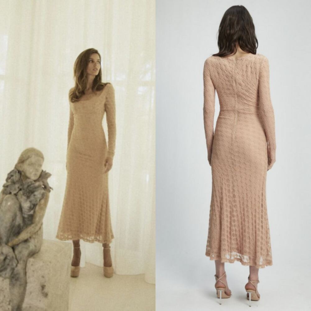 Bardot Adoni Lace Midi Dress -‎ Biscuit XXL Mesh Lace Summer Romantic Bridal